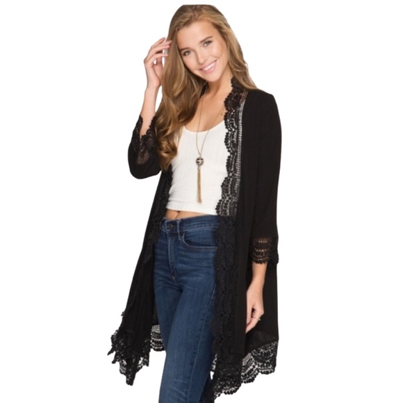 Cardigan With Lace Trim Hemline - Picture 2 of 3